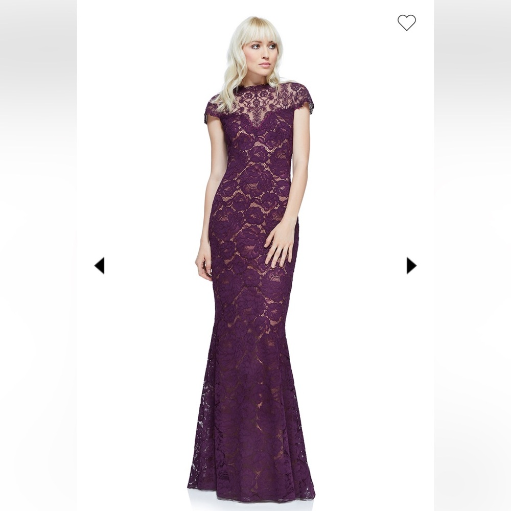 Tadashi Shoji Eliza Wine Corded Lace A-Line Gown